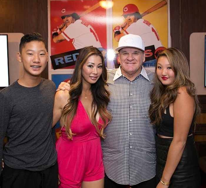 Kiana Kim with her fiance Pete Rose and children.